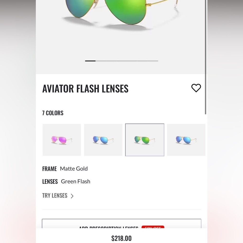 Ray-Ban Aviator Matte Gold with Green Flash Lenses